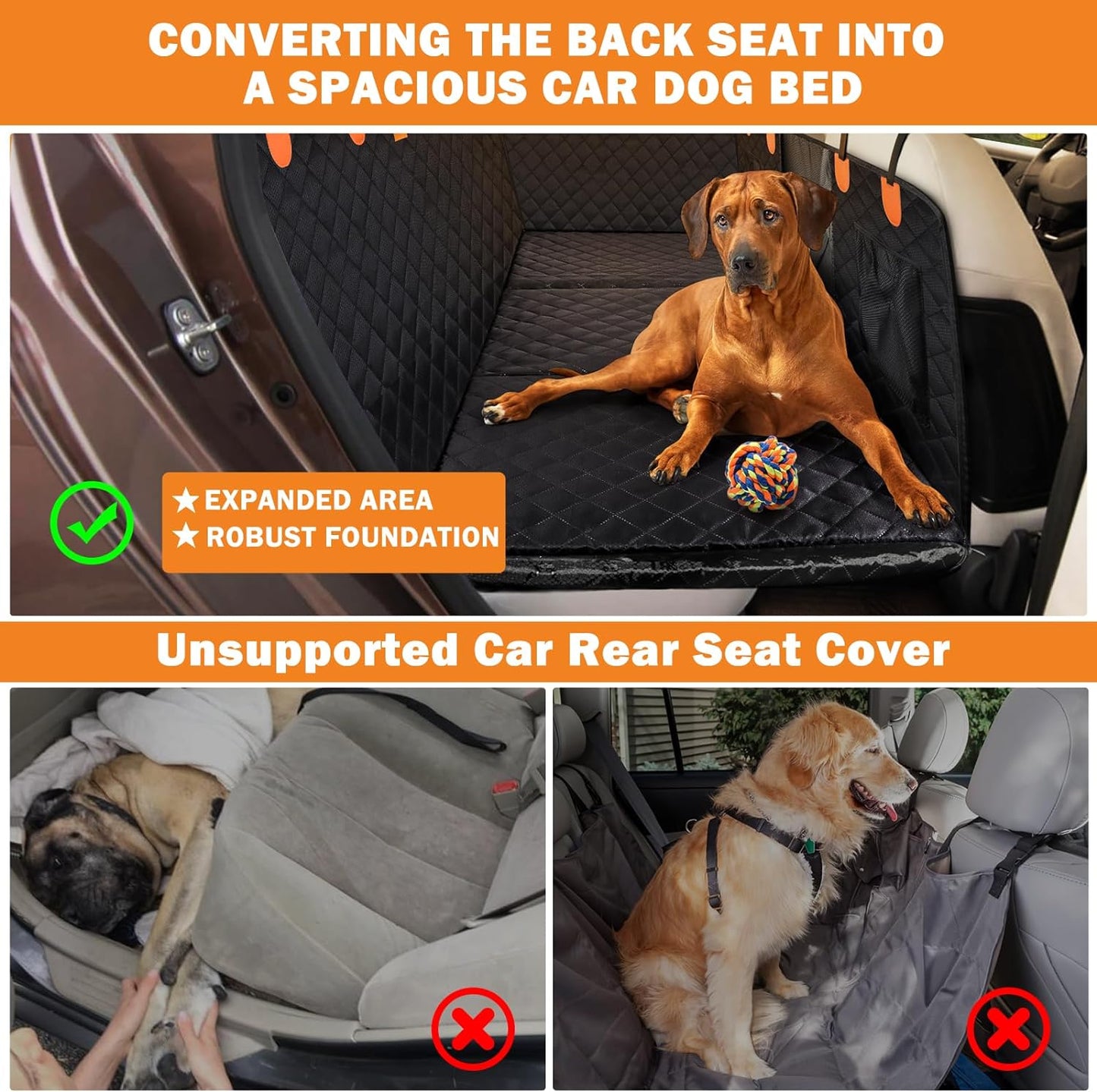 BackSeat Extender for Dogs - Black with Door Covers