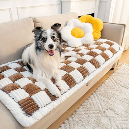 Plaid Square Dog Mat Bed Couch Cover