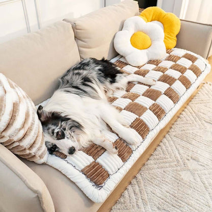 Plaid Square Dog Mat Bed Couch Cover