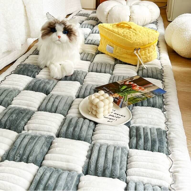 Plaid Square Dog Mat Bed Couch Cover